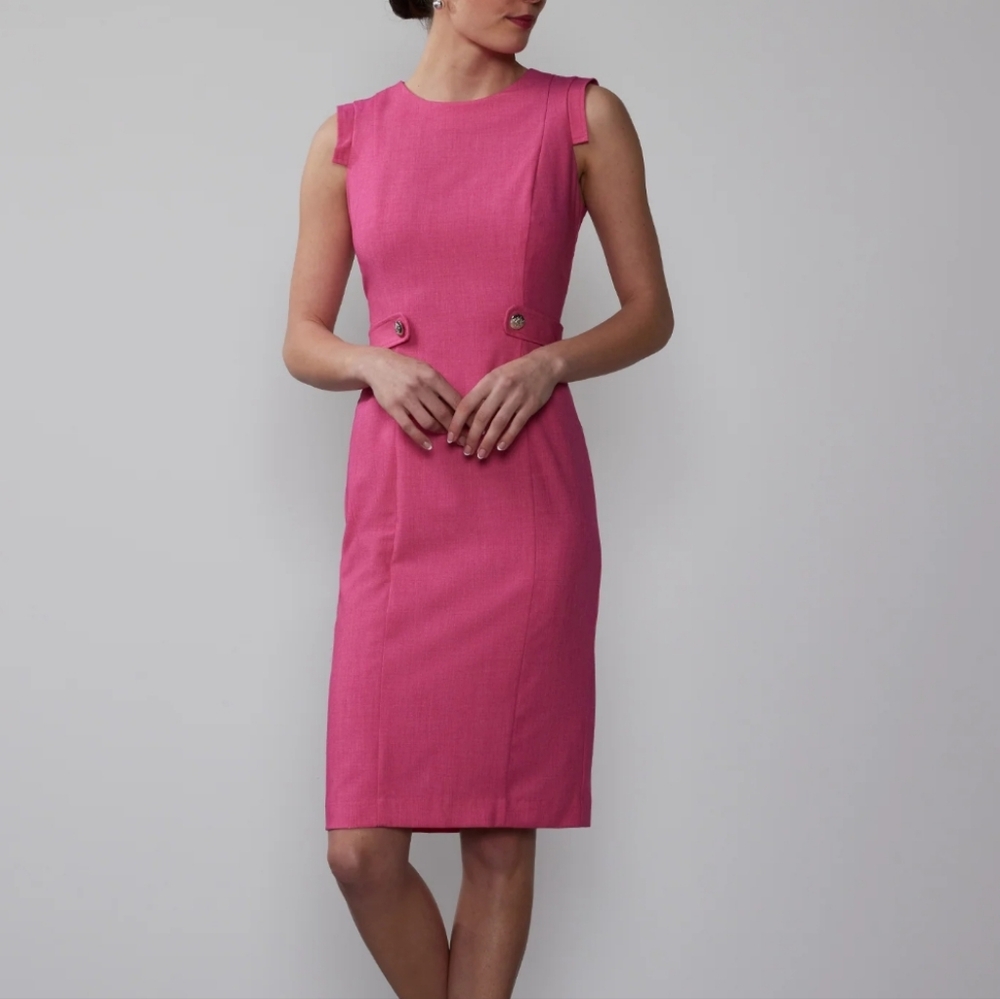 NY&CO Pink Fitted Midi Dress | NWT | Fall Classic Feminine Work Barbiecore Boss